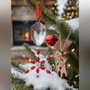 Red and Silver Holiday Ornament Designer made